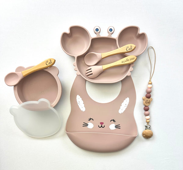 Set repas assiette et couverts pour enfant personnalisé