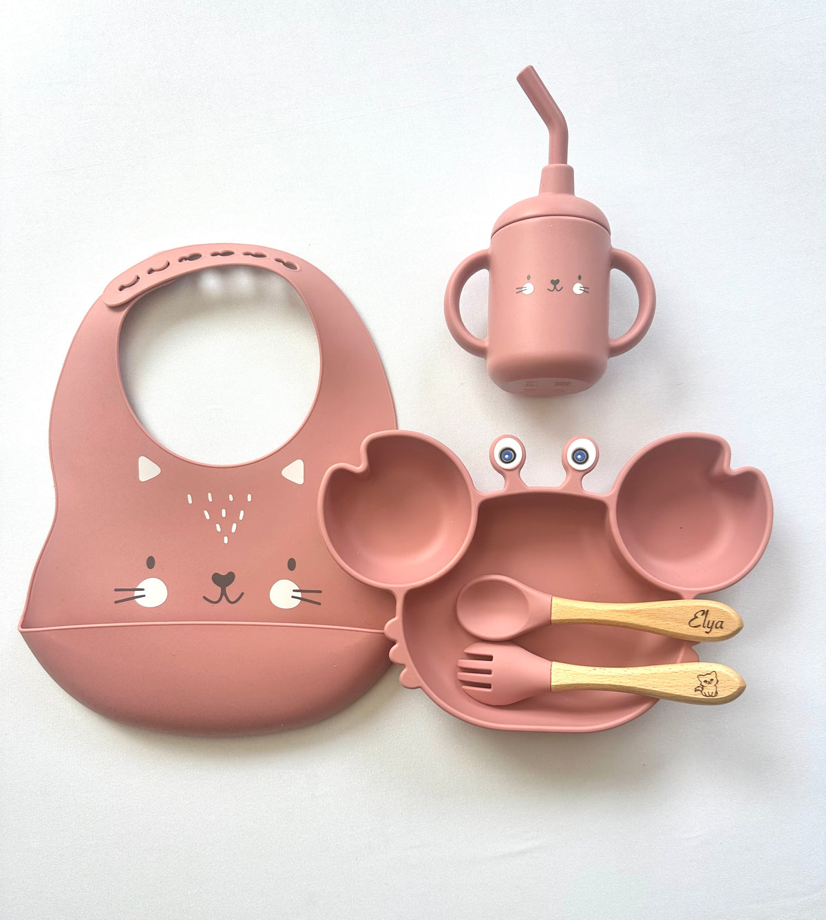 ÜneeQbaby Assiettes En Silicone Pour Bébés Bunny Brume Rosée - Sans BPA, Antidérapantes Et Adaptées Aux Tout-Petits