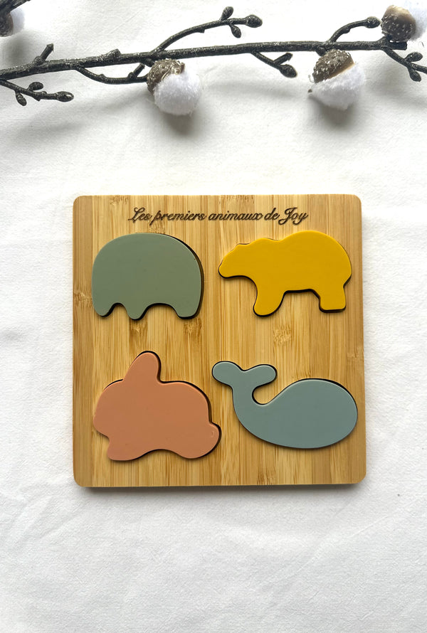 Puzzle animaux en bois et silicone